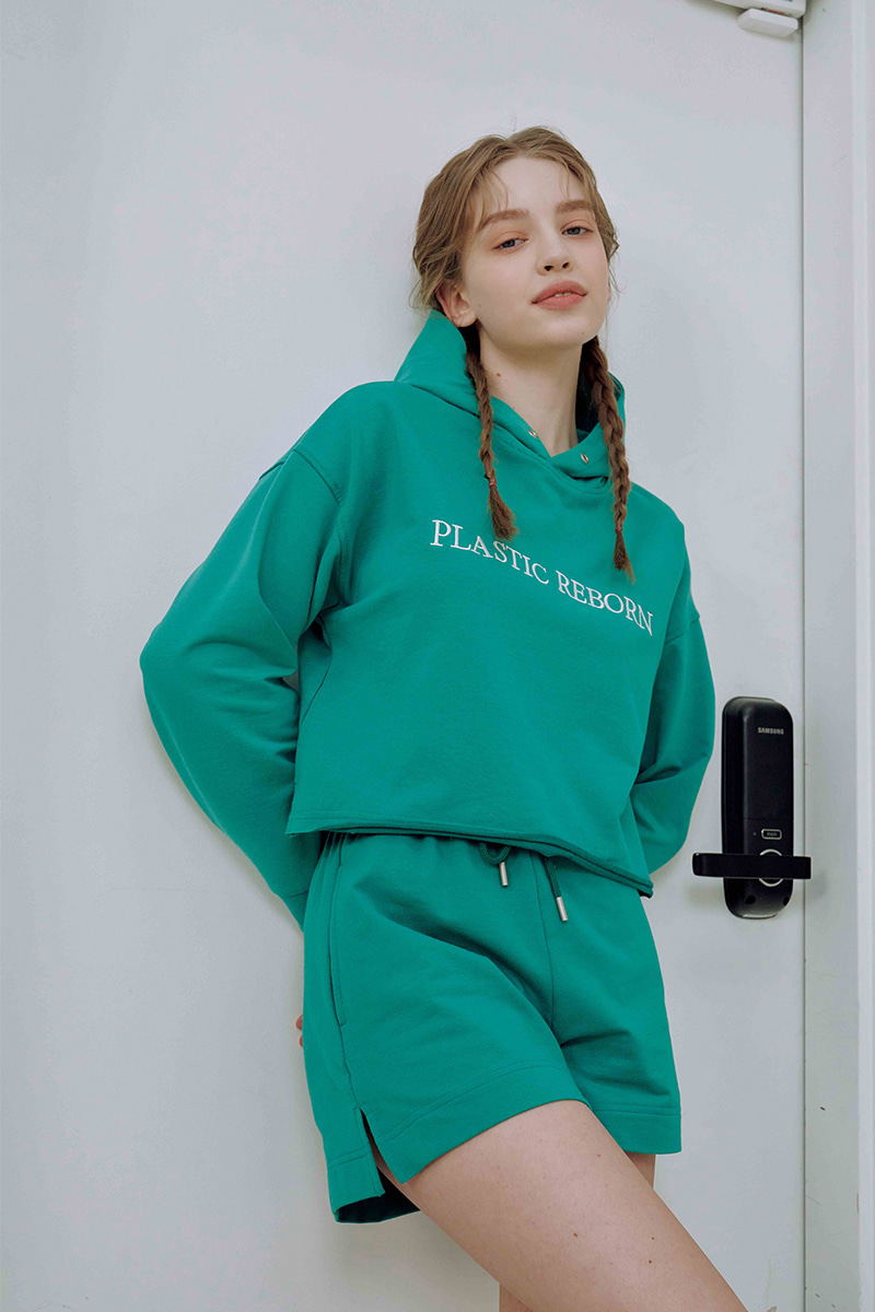 RECYCLE CP ZURRY GREEN CROPPED HOOD T