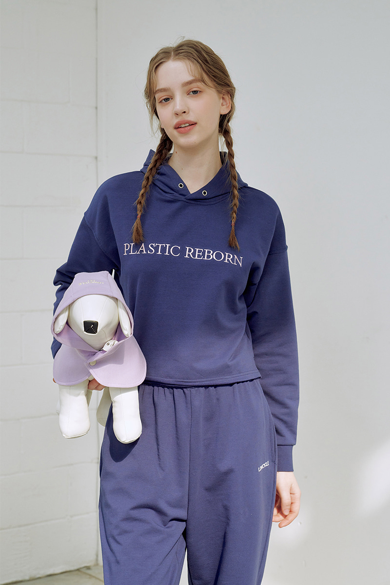 RECYCLE CP ZURRY NAVY CROPPED HOOD T